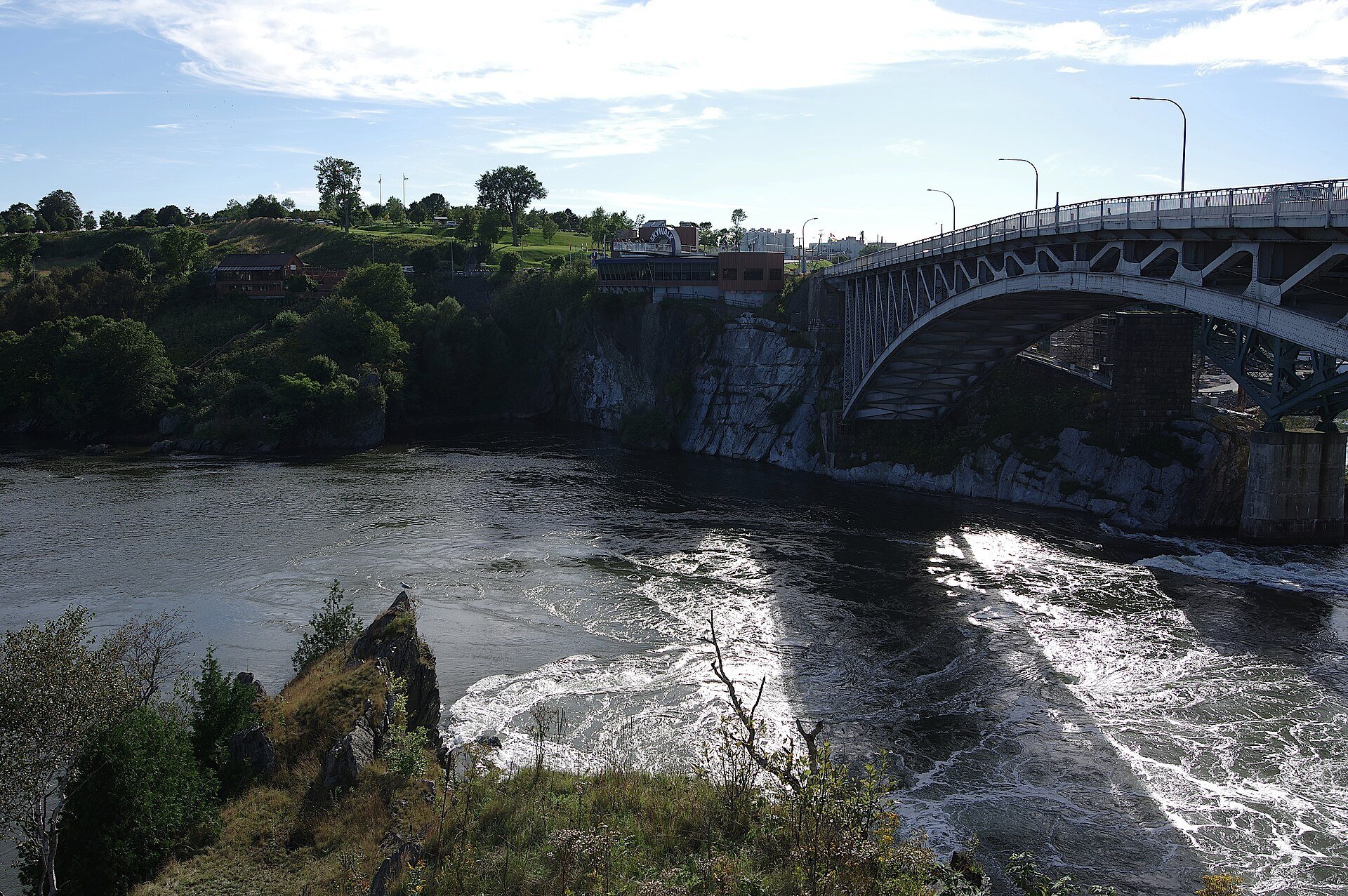 The Reversing Rapids churning below the Reversing Falls Bridge on the Saint John River in Saint John, New Brunswick.