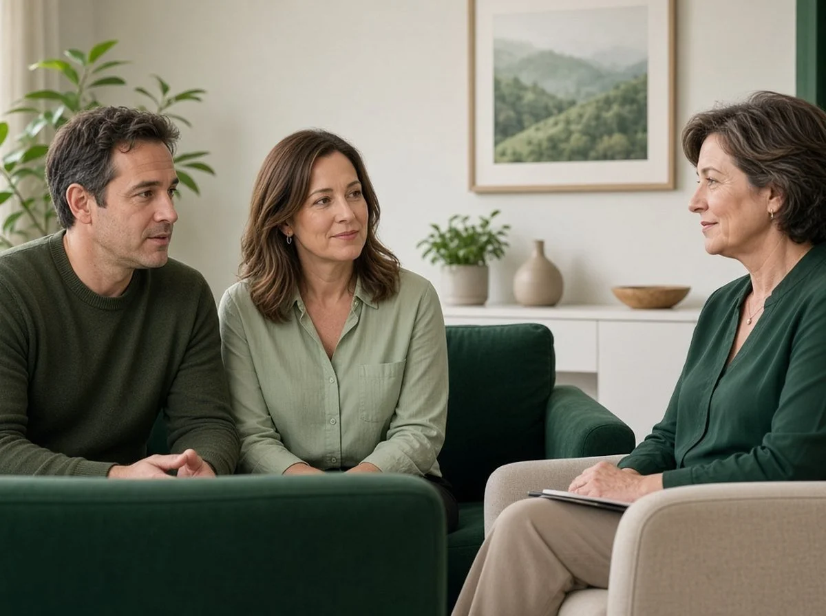 A couple talking with a therapist together