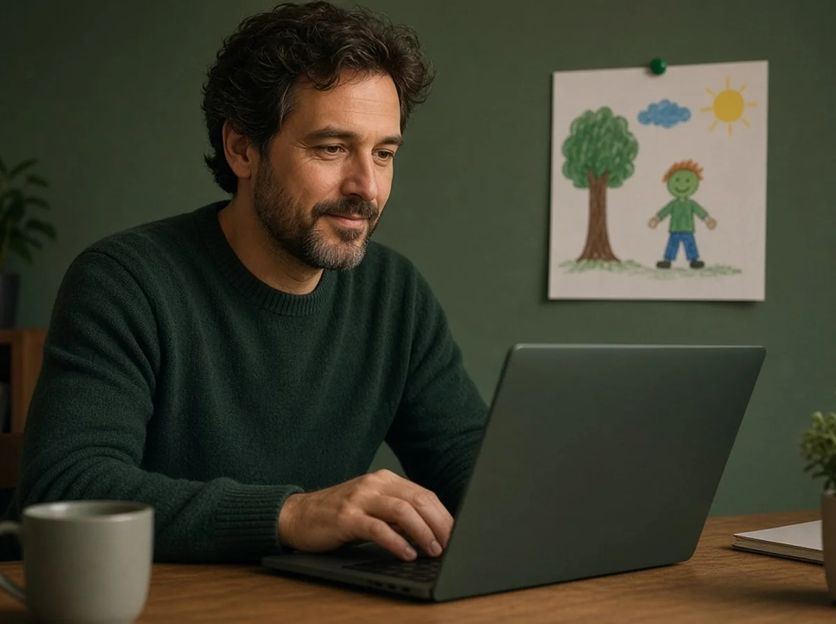 A parent in an online parent counselling session at home