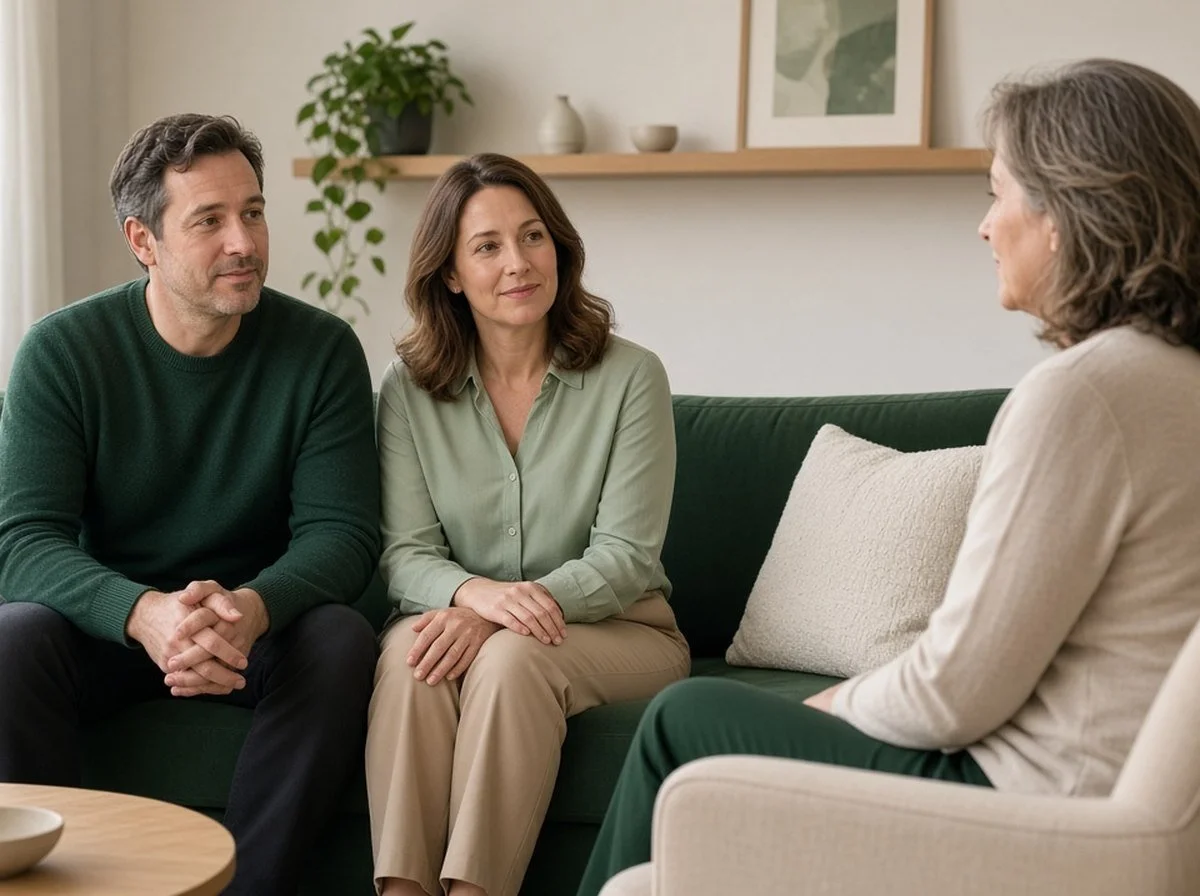 A couple talking with a counsellor