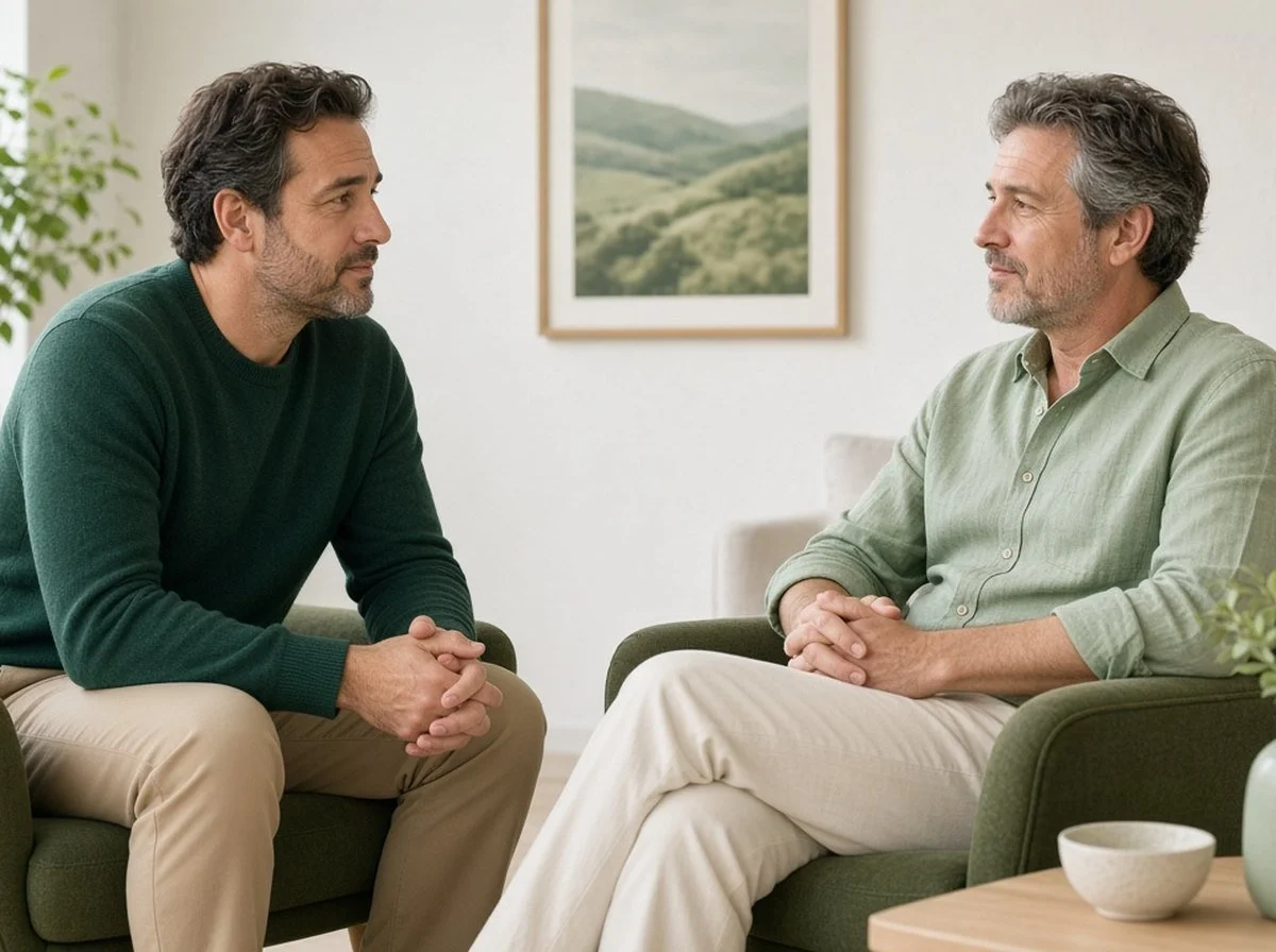An adult talking with a counsellor