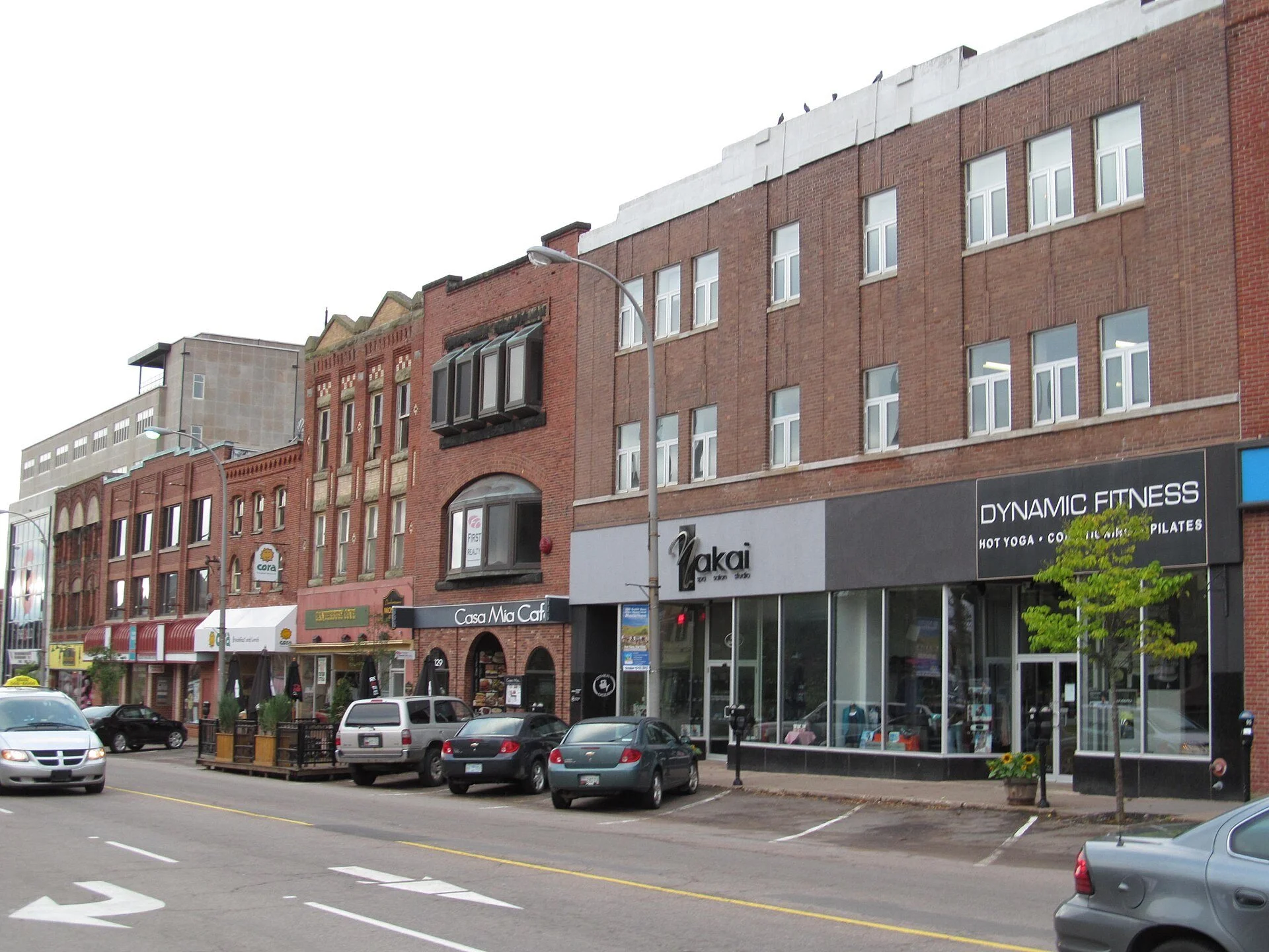 Brick storefronts along Queen Street in downtown Charlottetown.