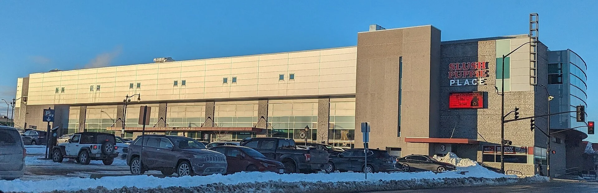 Exterior of Slush Puppie Place arena in downtown Kingston.