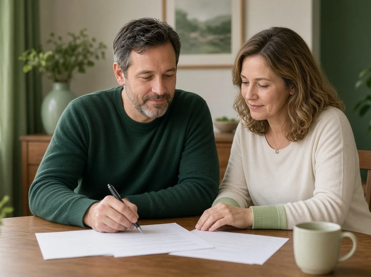 Veteran and spouse working on an application together at home
