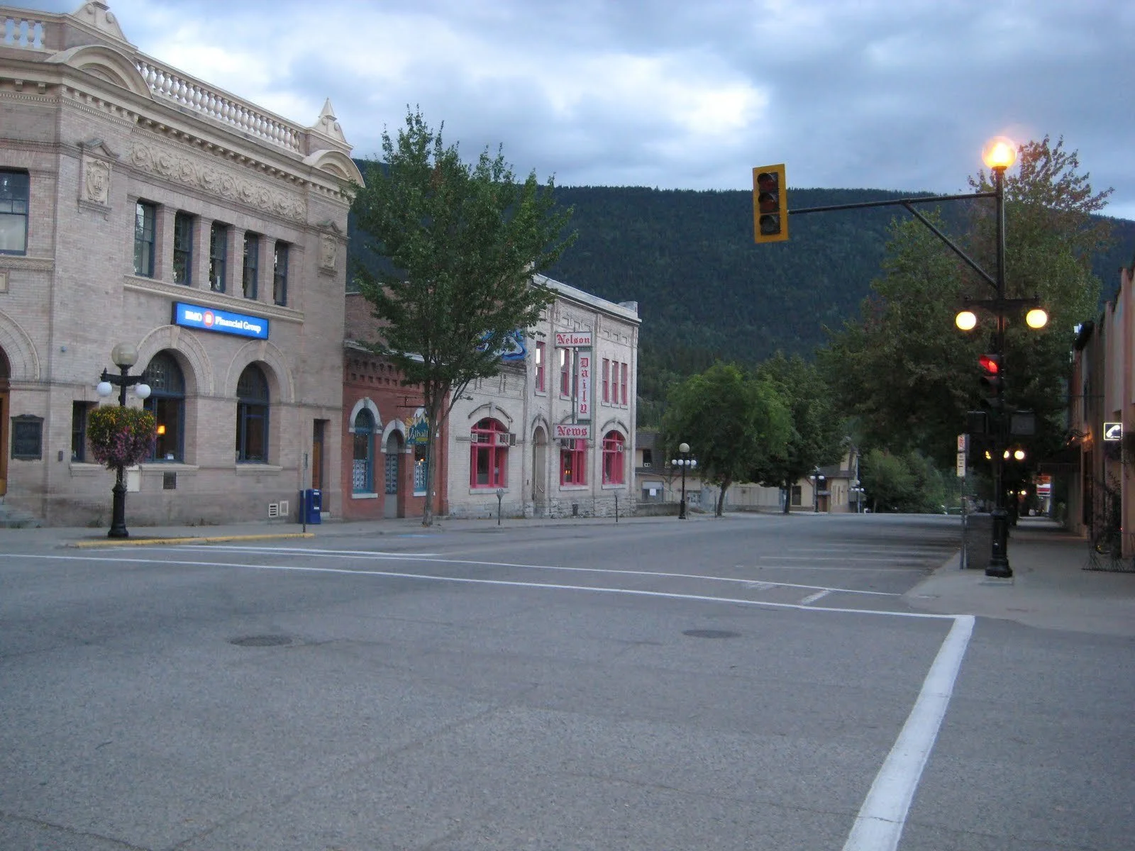 Heritage storefronts along Baker Street in Nelson, British Columbia.