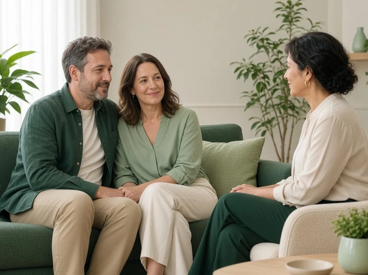 A couple in a counselling session with a therapist
