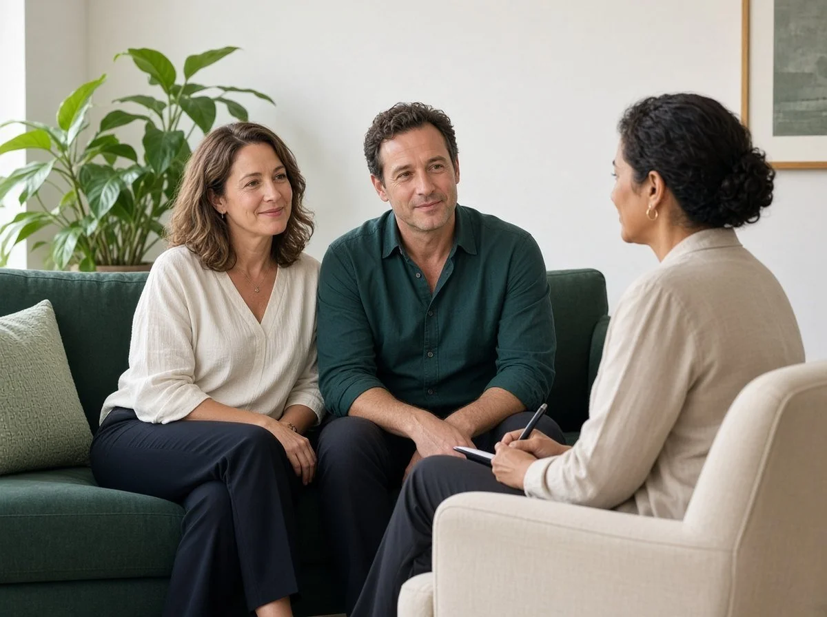 Couple in a counselling session with a therapist