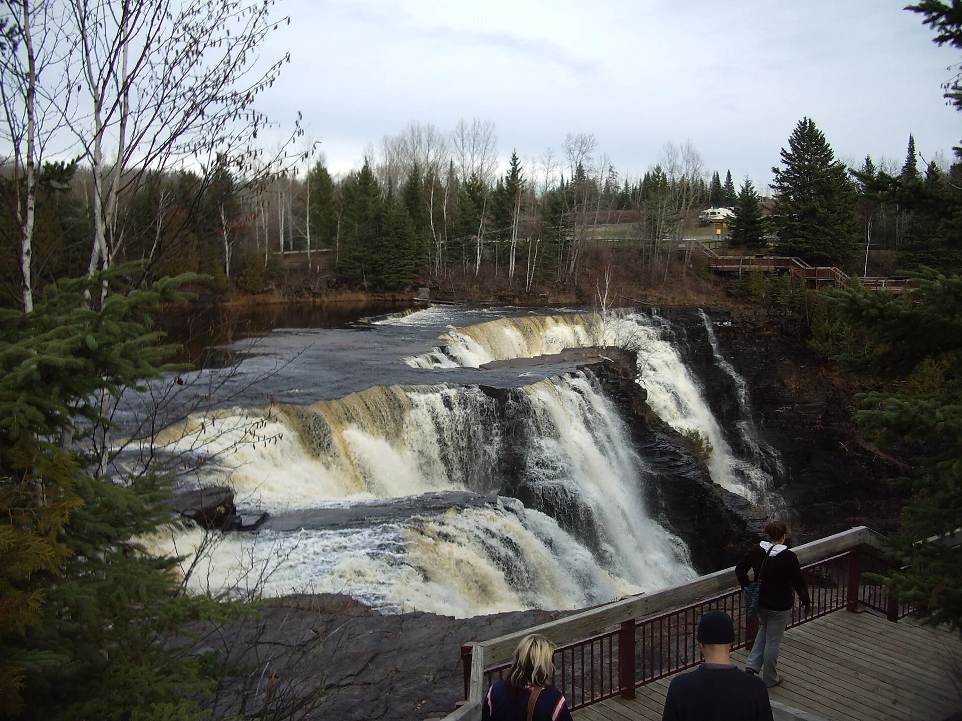 Kakabeka Falls pouring into its rocky gorge on a November day near Thunder Bay, Ontario.