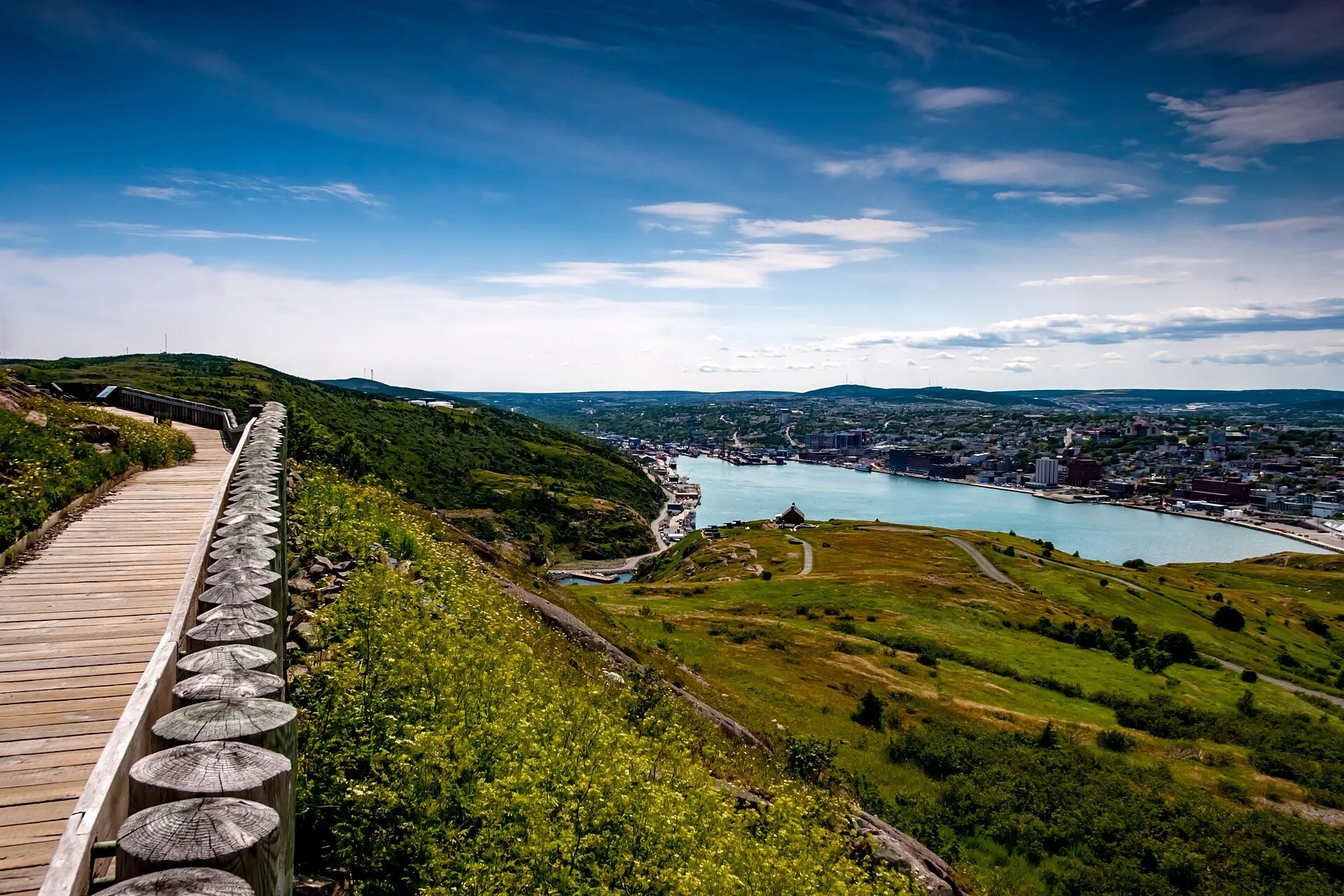 A boardwalk trail on Signal Hill above the harbour in St. John's, Newfoundland.