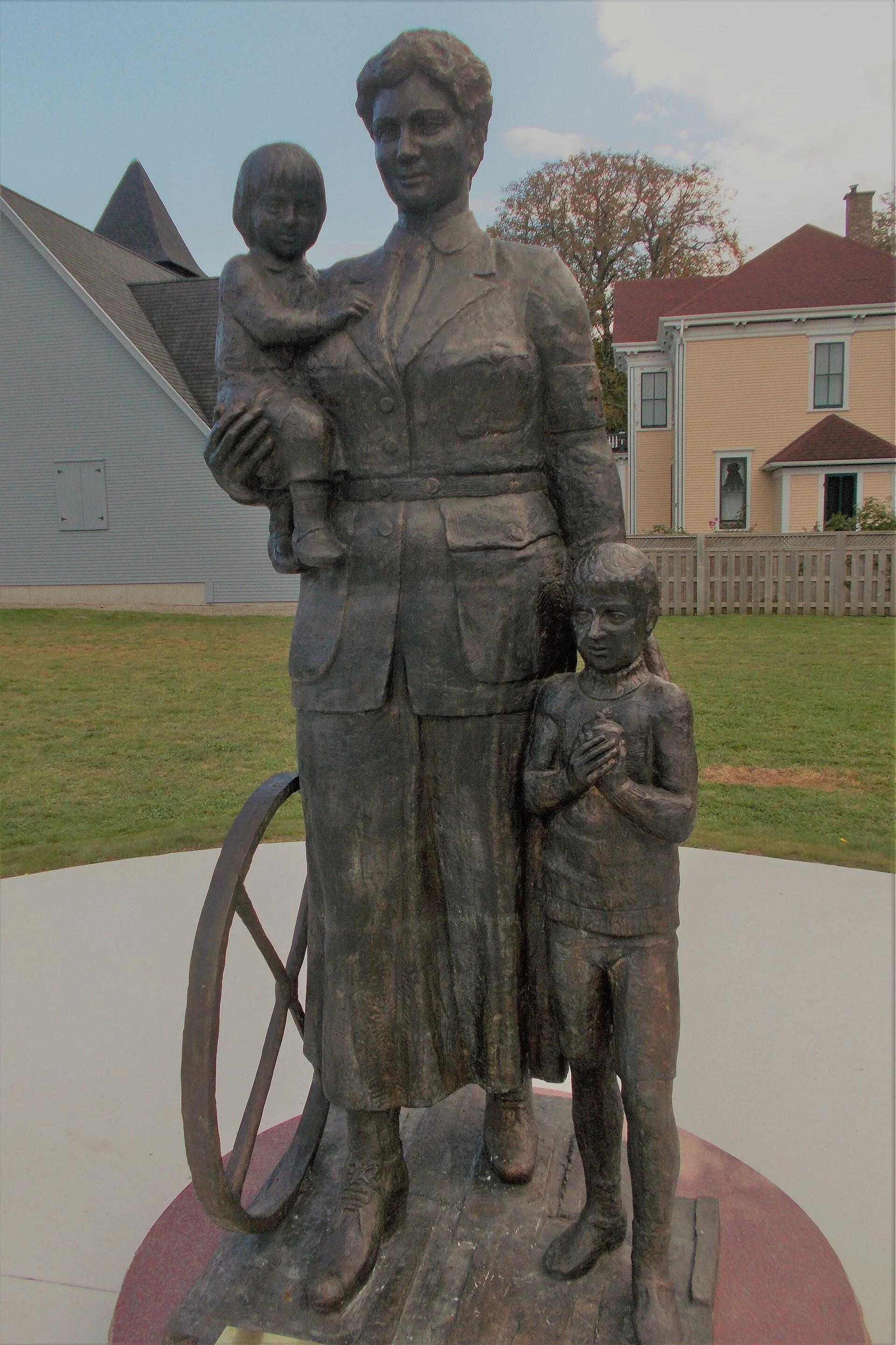 Statue of Sara Corning on Parade Street in Yarmouth..