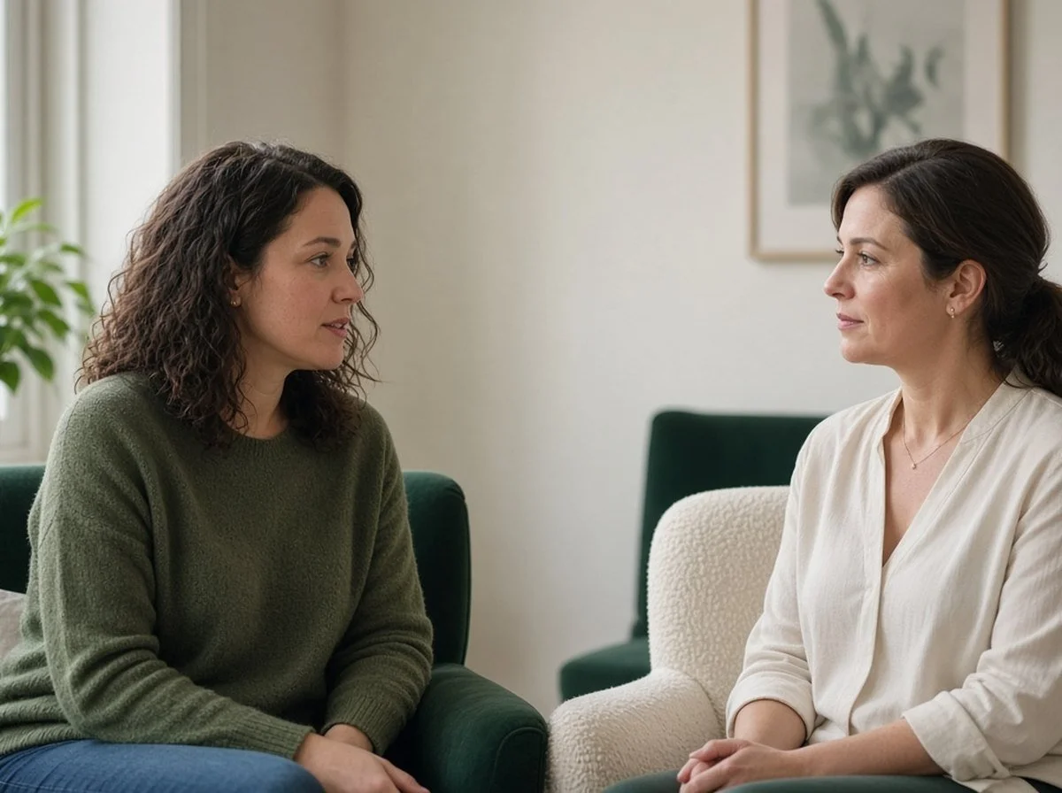 Mother talking with a female therapist