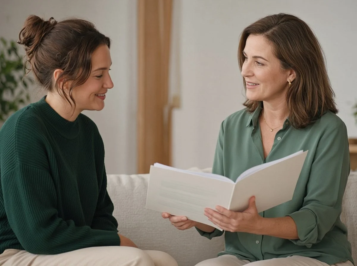 Psychologist going over results with a woman