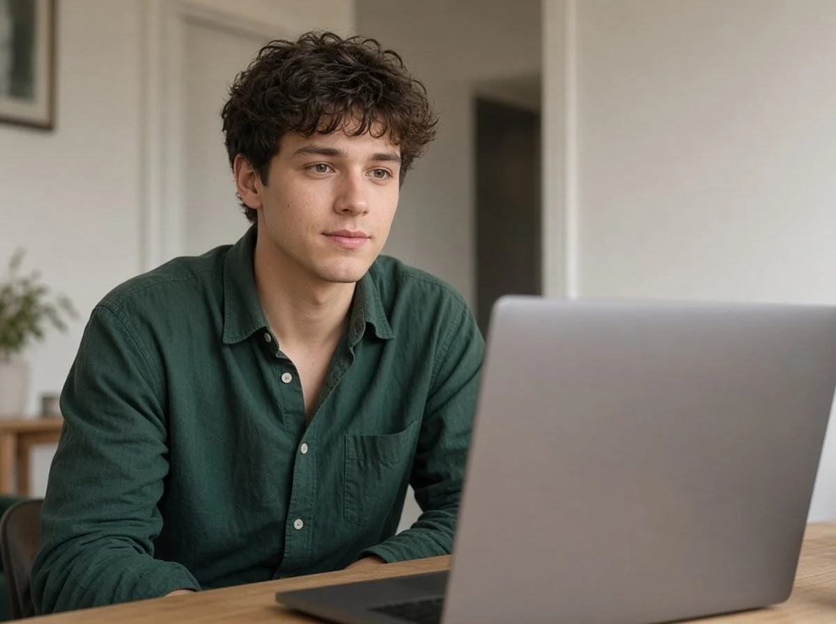 Young man on a video call with his therapist