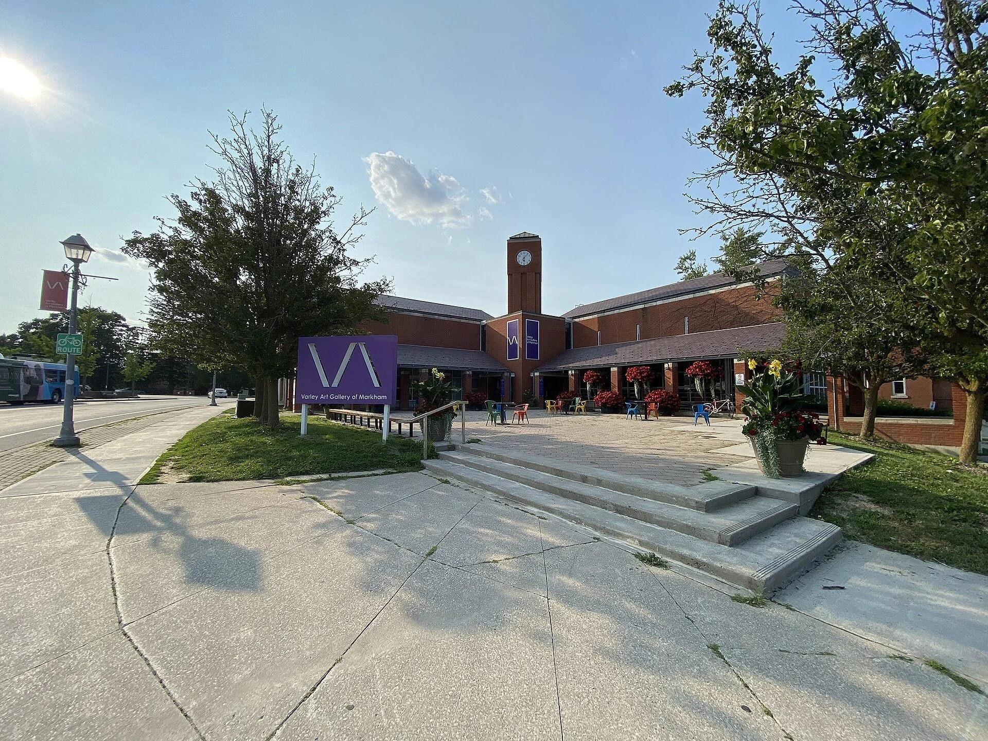 Entrance and clock tower of the Varley Art Gallery on Main Street Unionville.