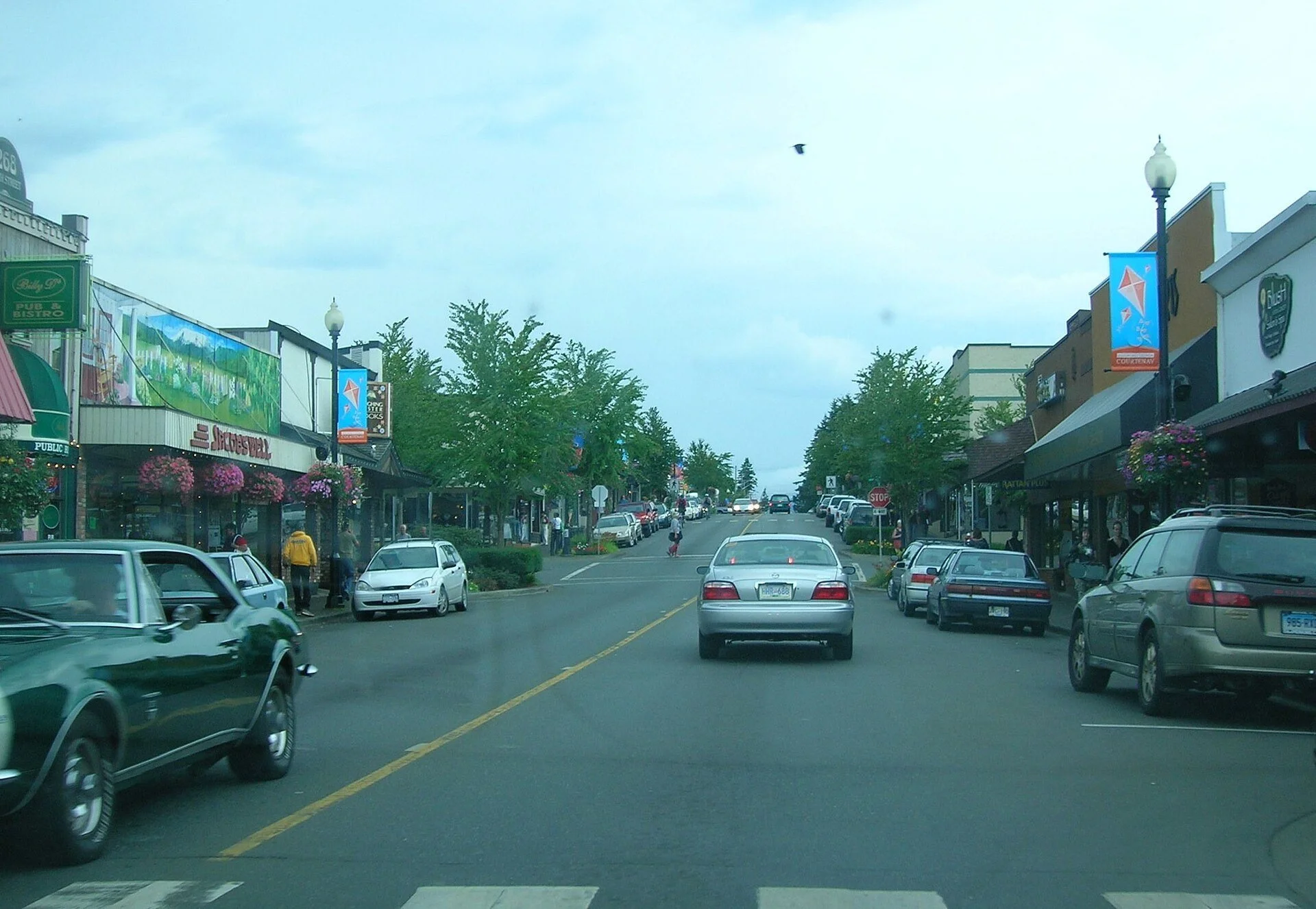 Shops along Fifth Street in downtown Courtenay.