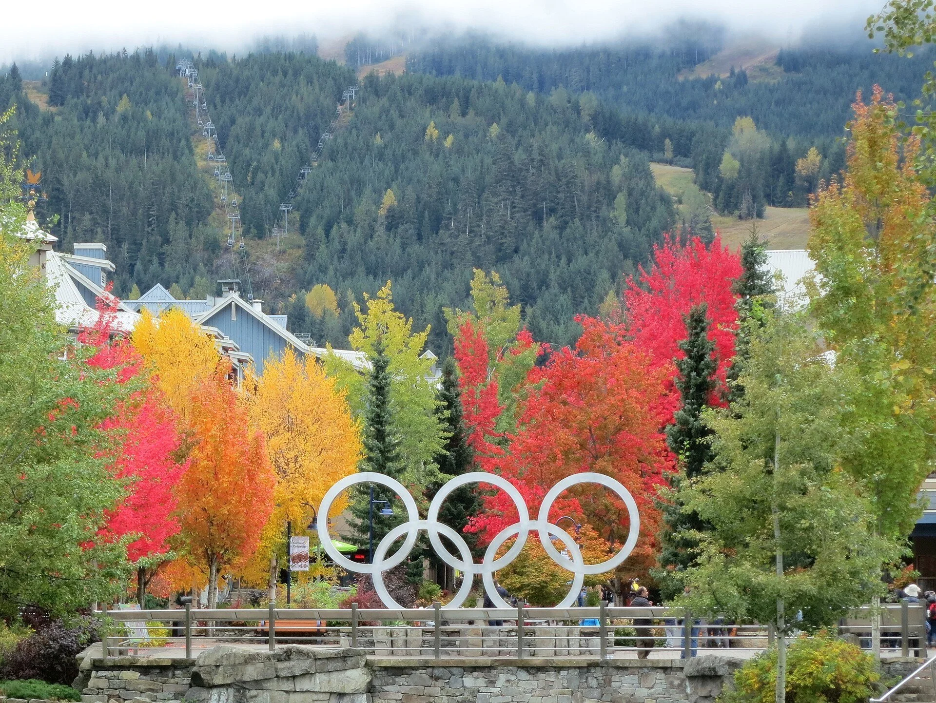 Autumn colours in Whistler Village, BC.
