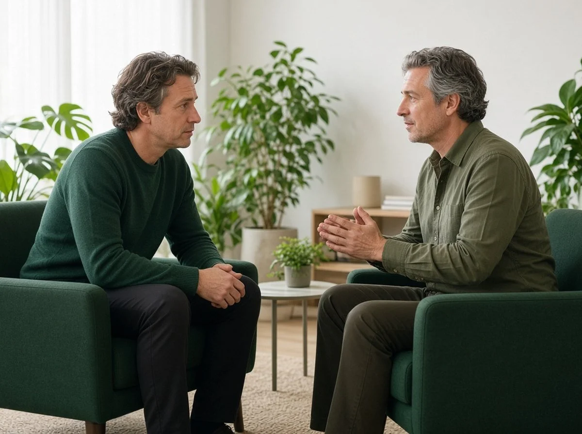 A man talking honestly with a counsellor