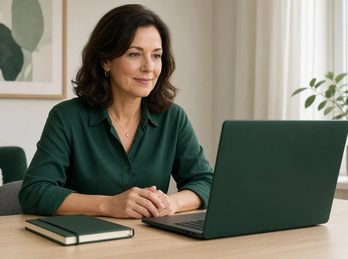 An adult on a video consultation call at home