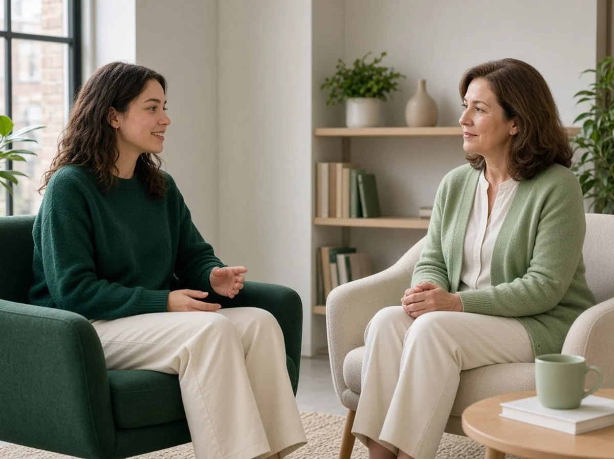 A student talking with a therapist in a downtown Ottawa office