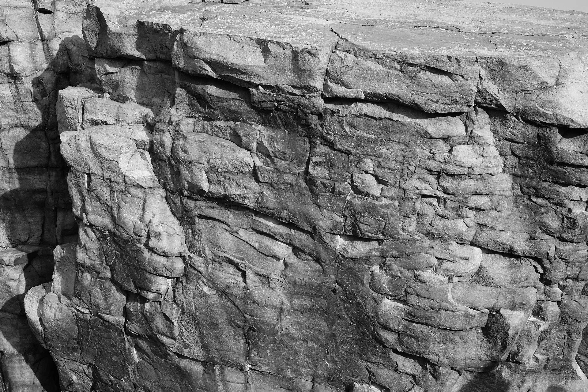 Close view of the quartzite surface of the Okotoks Erratic, known as Big Rock.