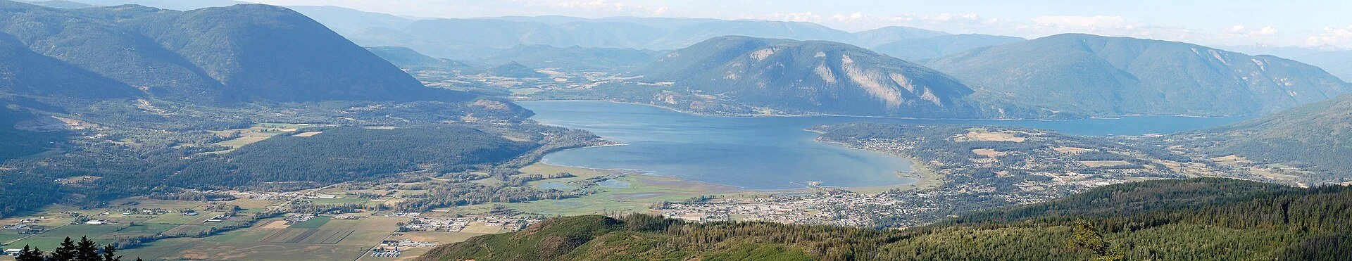 A panorama over Salmon Arm, British Columbia, from Mount Ida.