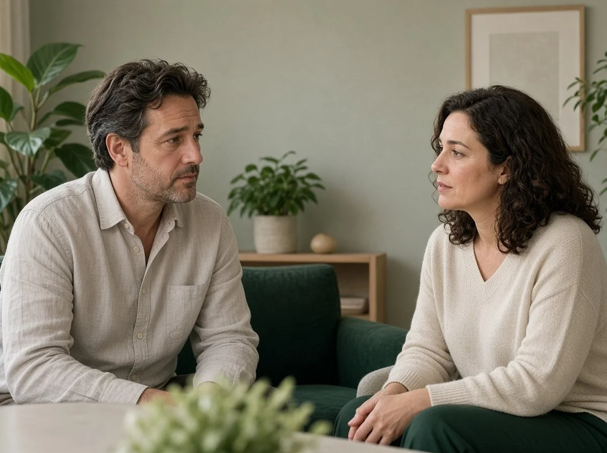 A man talking with a counsellor about divorce