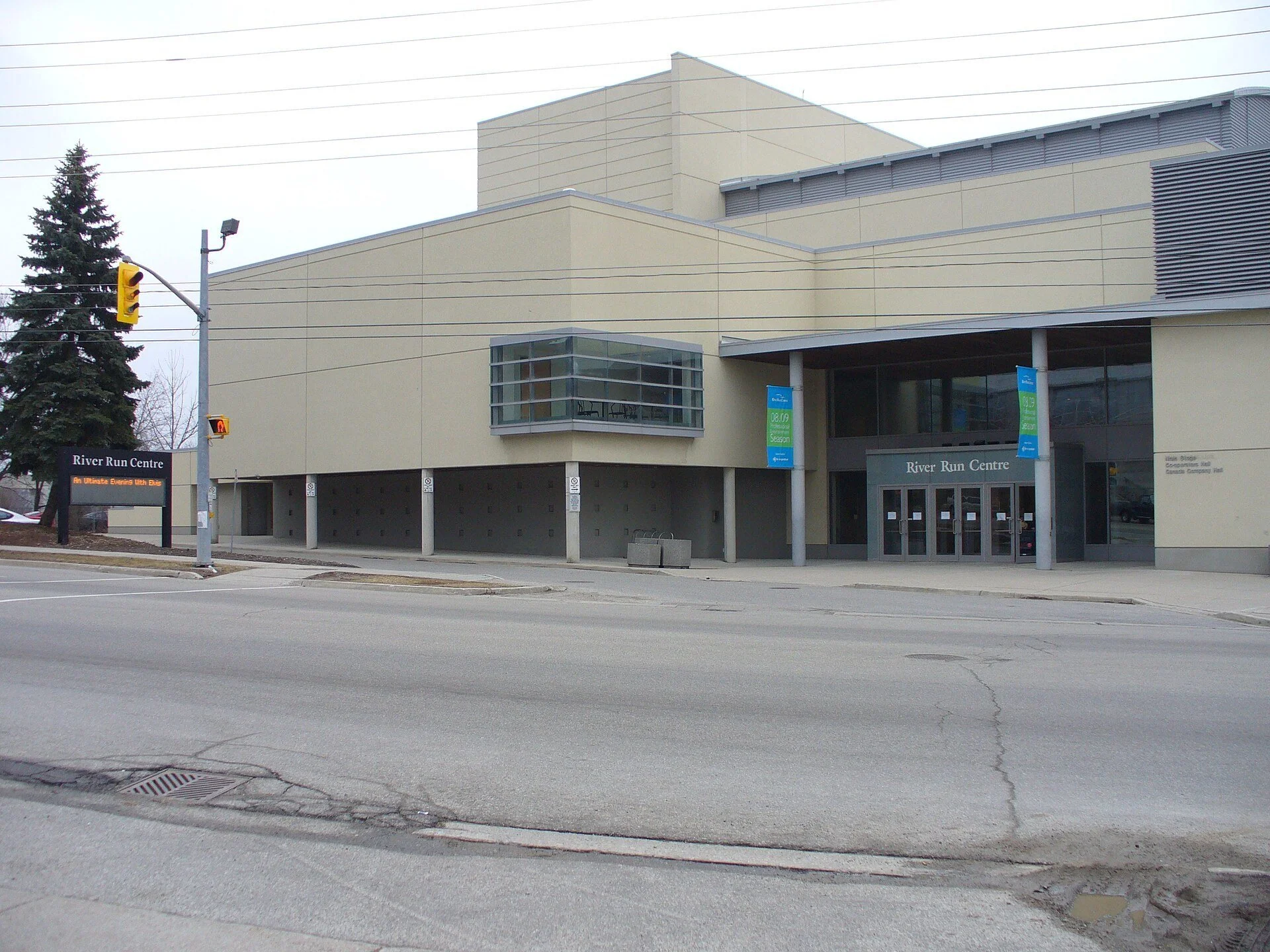 Exterior of the River Run Centre performing arts building in downtown Guelph.