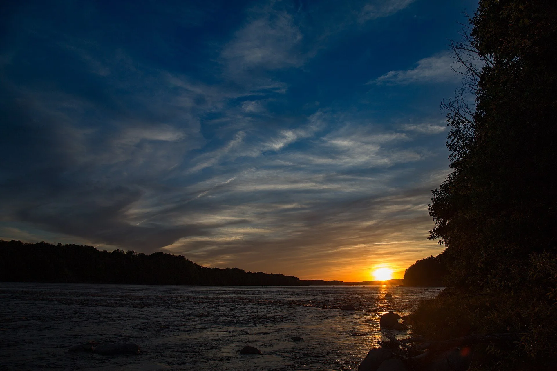 Sunset over the Saint-François River near Drummondville, Quebec.