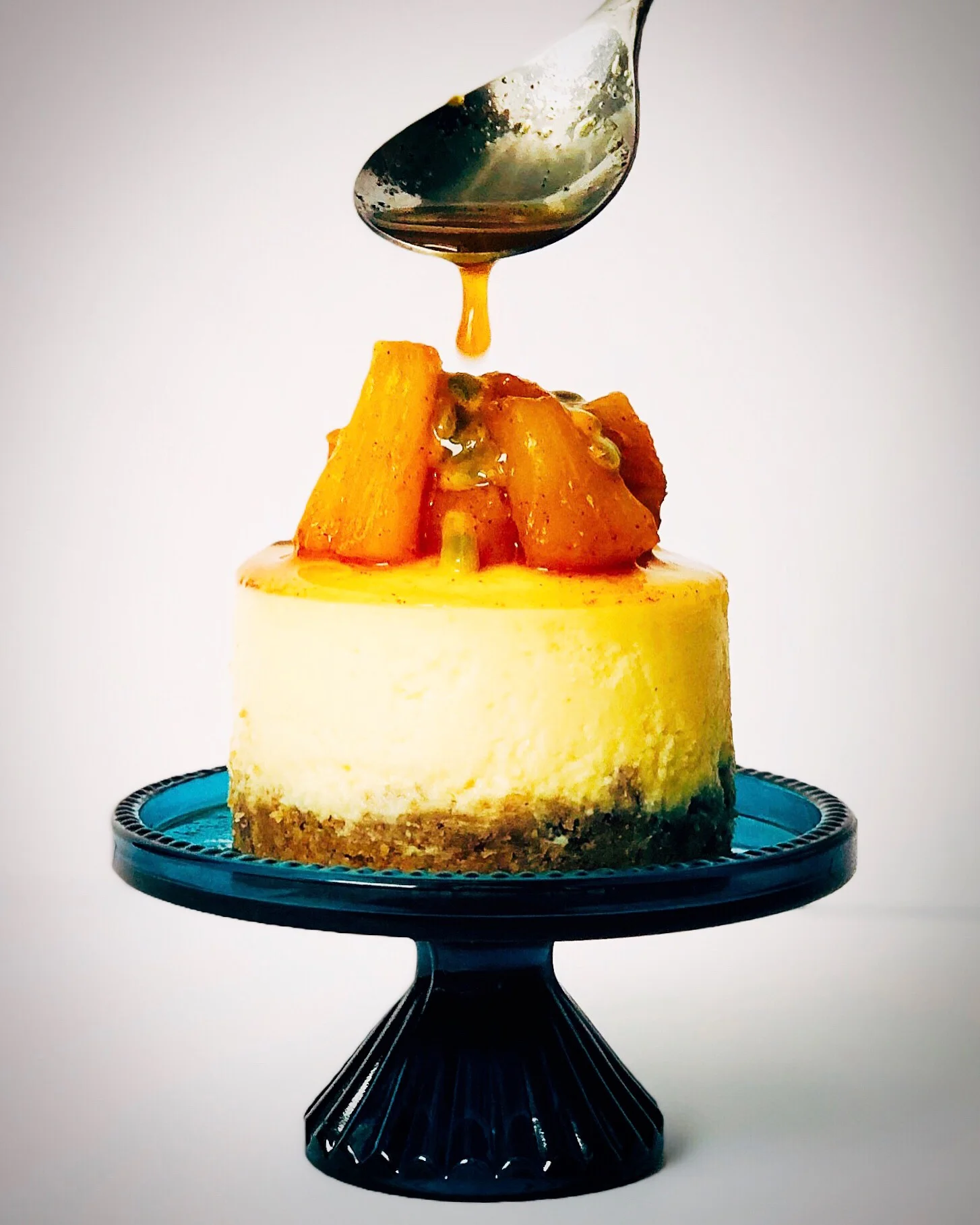 Passion Fruit Cheesecakes with Roasted Pineapple