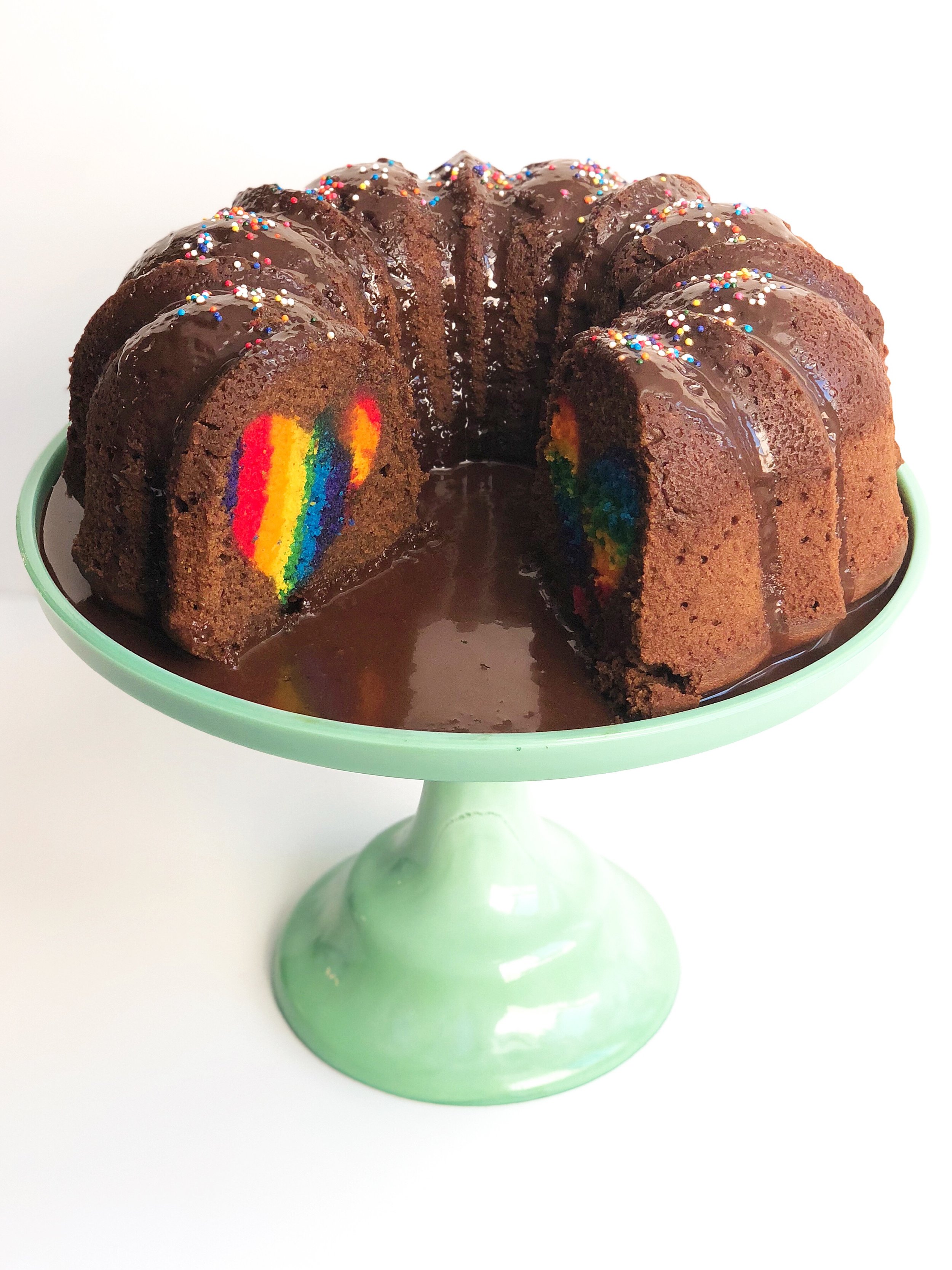 Rainbow Heart Bundt Cake