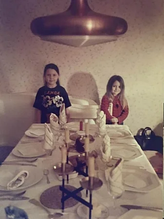 Laying the table at Granny's house with my little sister, 1984.