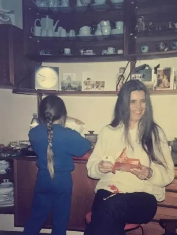 My mum and little sister in Granny's living room where she kept all her German porcelain.