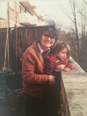 Granny on her balcony in Parliament Hill with my little sister 1981.