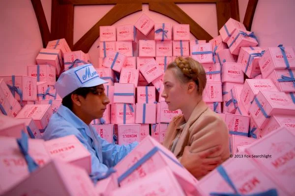 Mendl's boxes in their starring role in The Grand Budapest Hotel. 