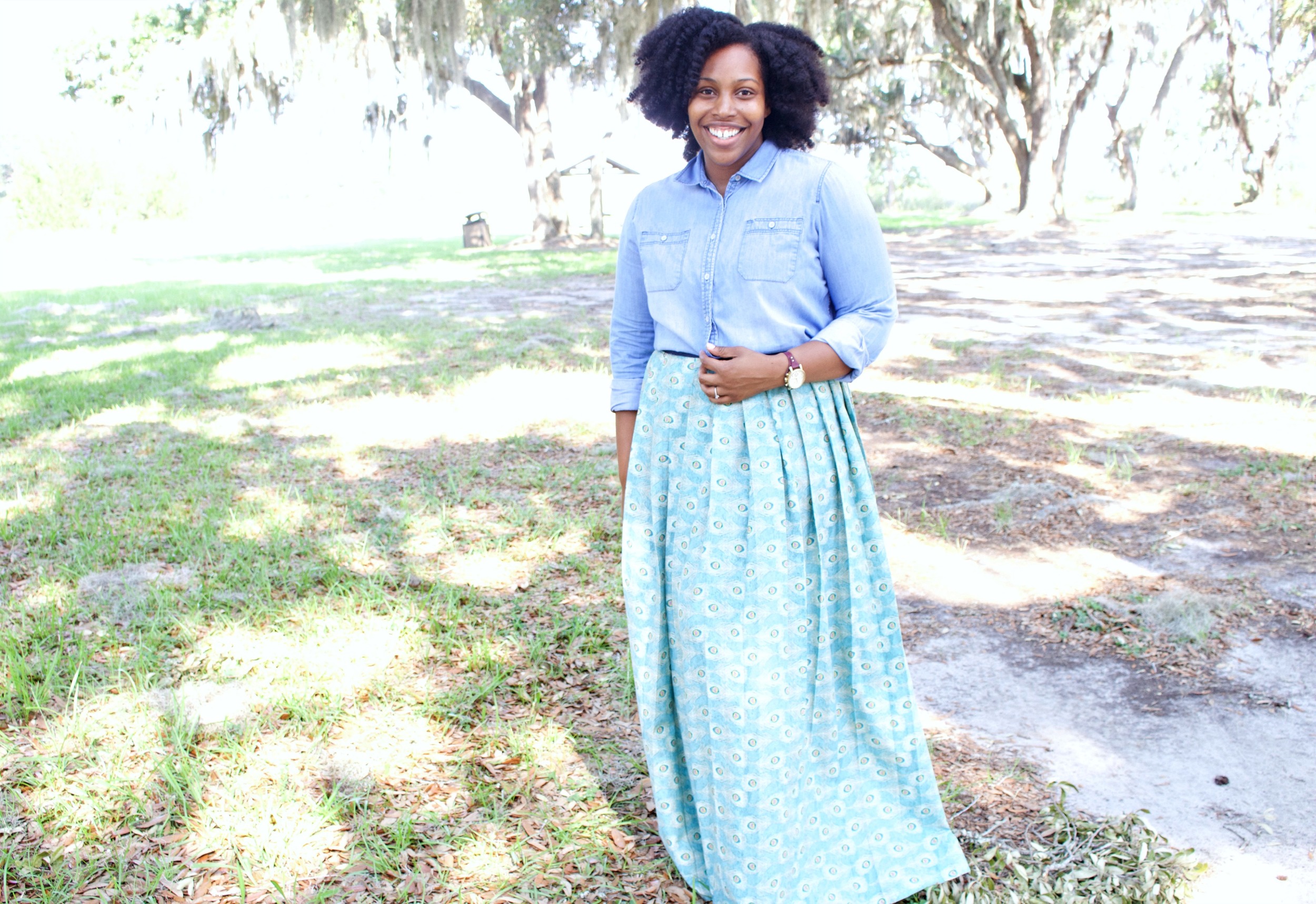 lightweight denim maxi dress