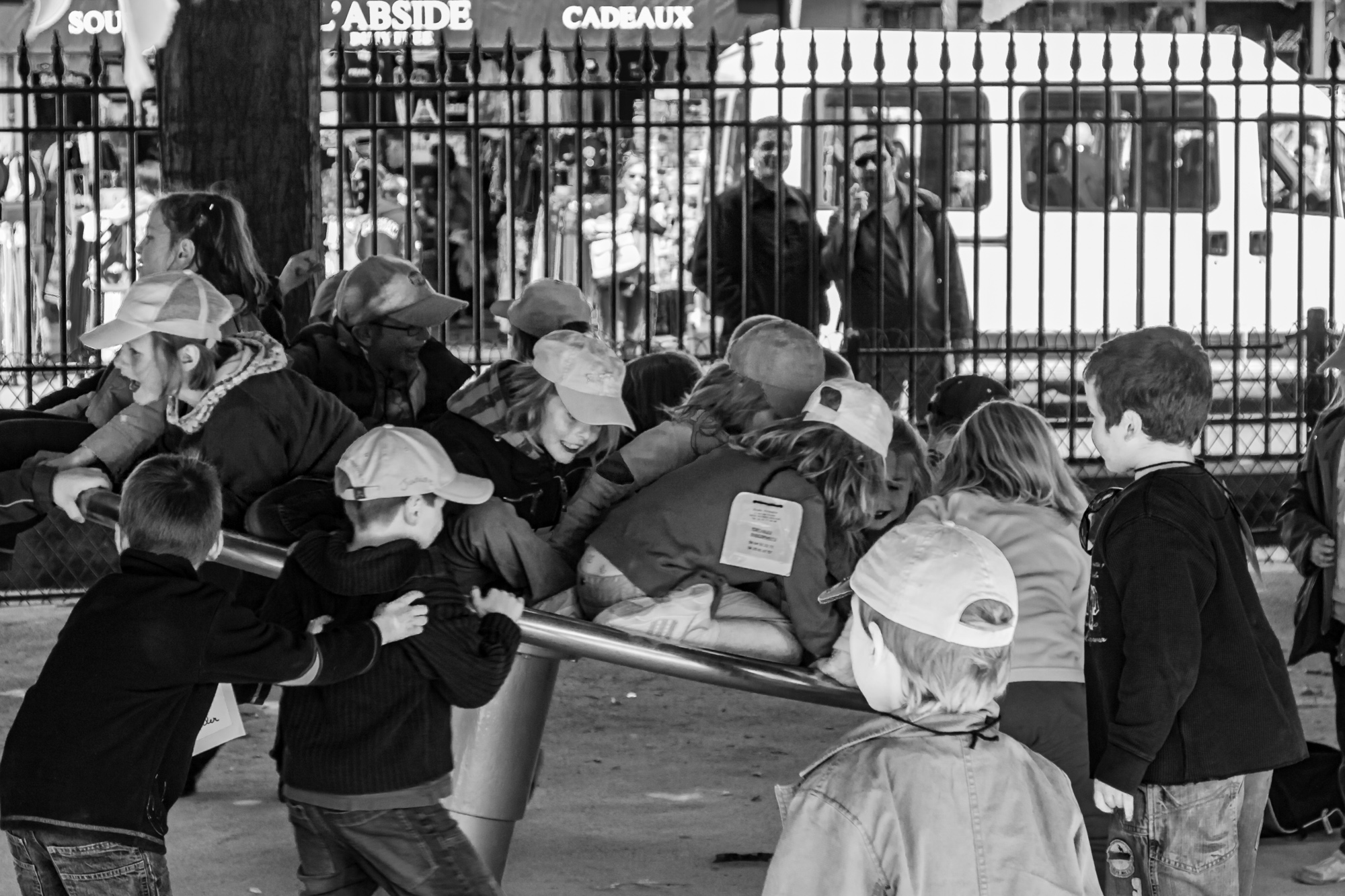 Parisian kids at the playground. Paris, France.