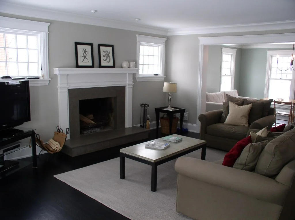 Family room and fireplace after