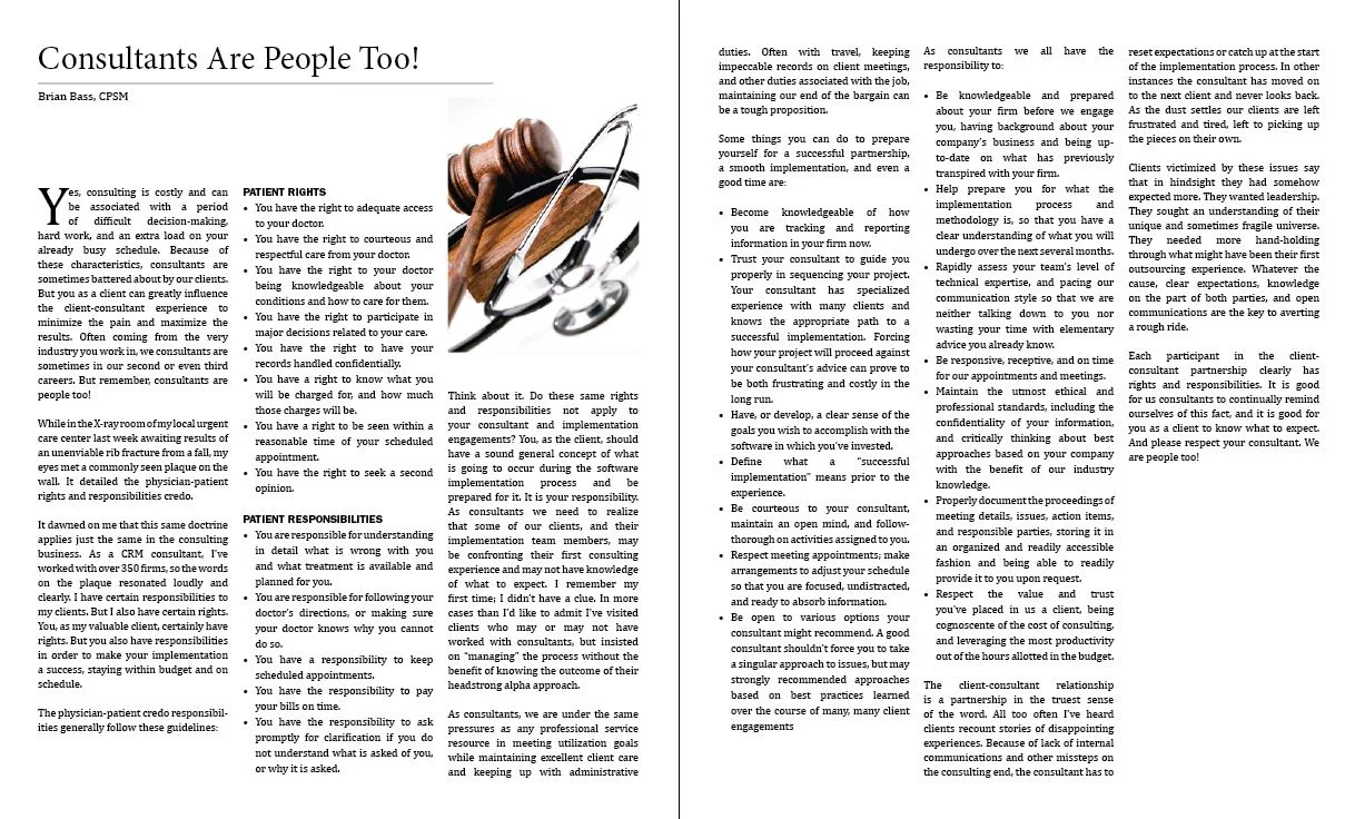 Article: "Consultants Are People Too!"
