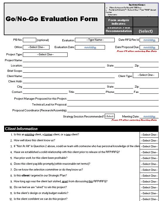 Automated Go/No-Go Form