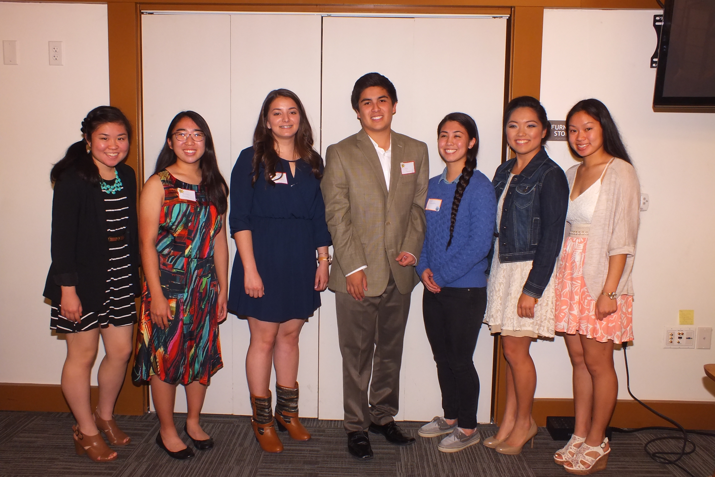 2016 Scholarship Recipients: (left to right) Megan Yabumoto, Kristen Masada, Leila Nakasone, Christopher Takeuchi, Kylie Kuwada, Alson Shikada, Jemma Jio