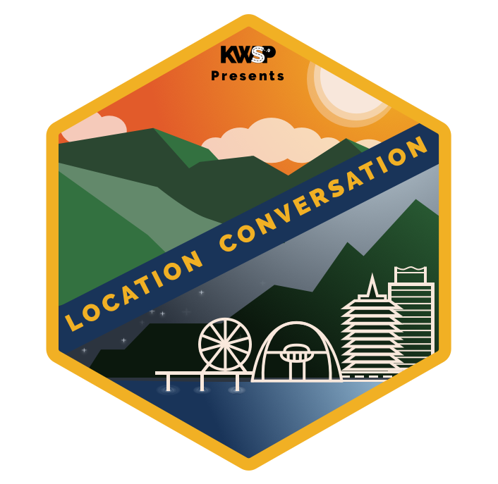 First Draft of Location Conversation podcast cover with draft logo.