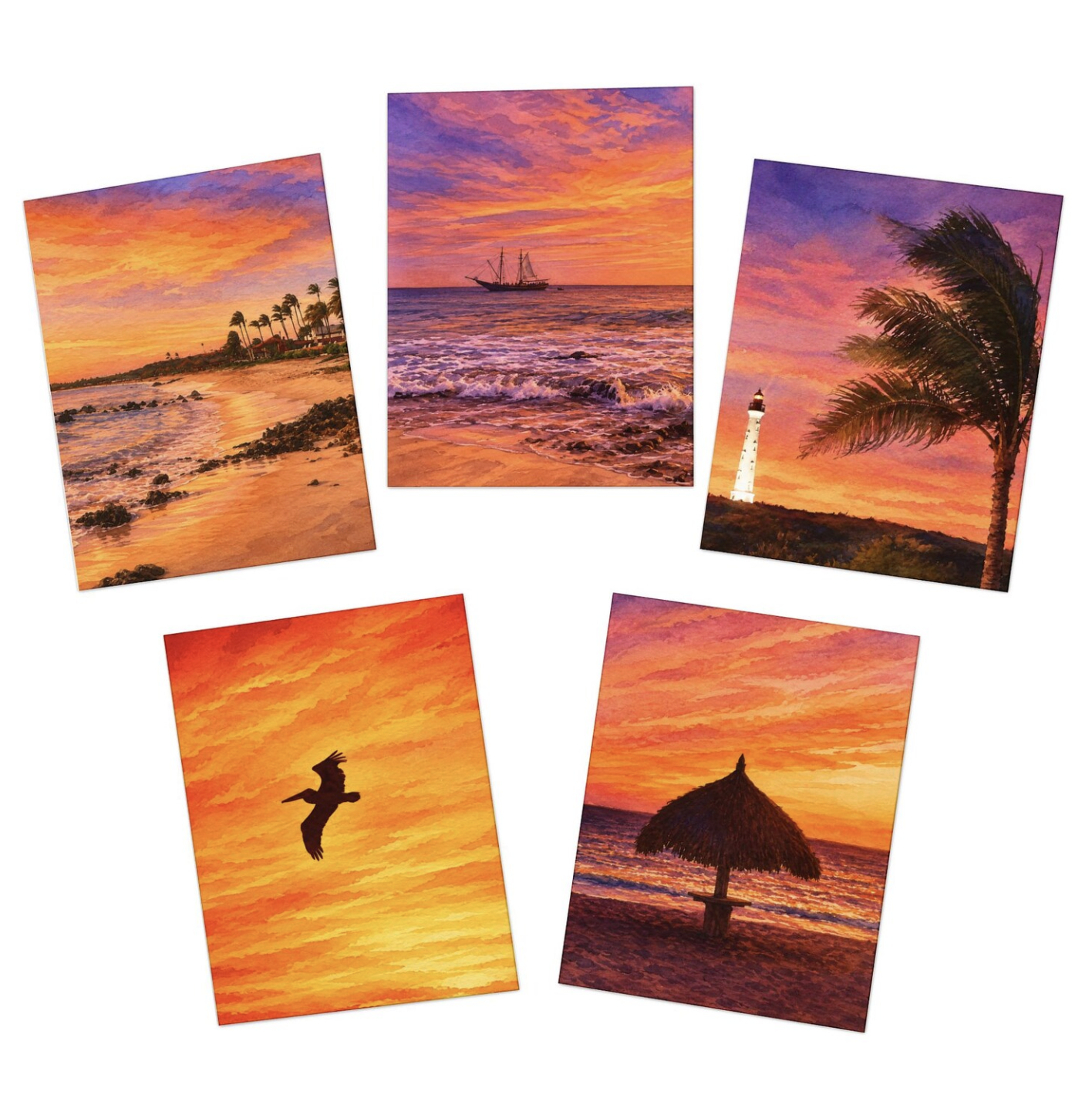 Memories of a sunset in Aruba - Multi-Design Greeting Cards (5-Pack)