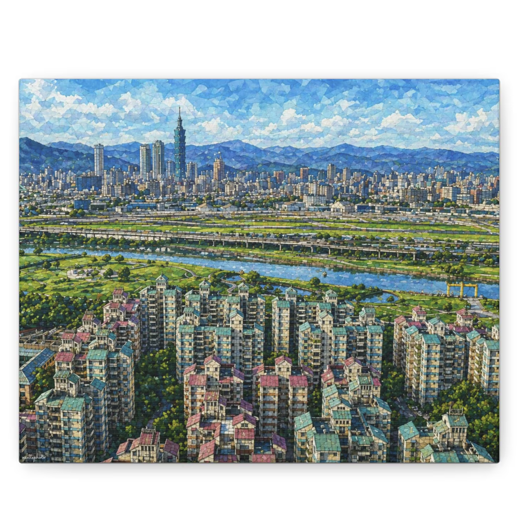 Taipei, Taiwan Cityscape - Matte Canvas, Stretched, 1.25"