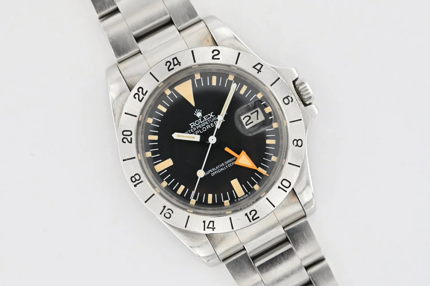 Vintage Rolex Explorer Freccione 1655 Orange Hand Creamy