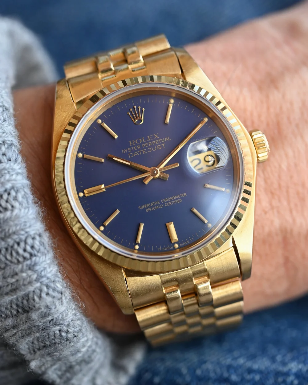 1979 / 1980 Rolex Datejust reference 16018 with tritium matte blue