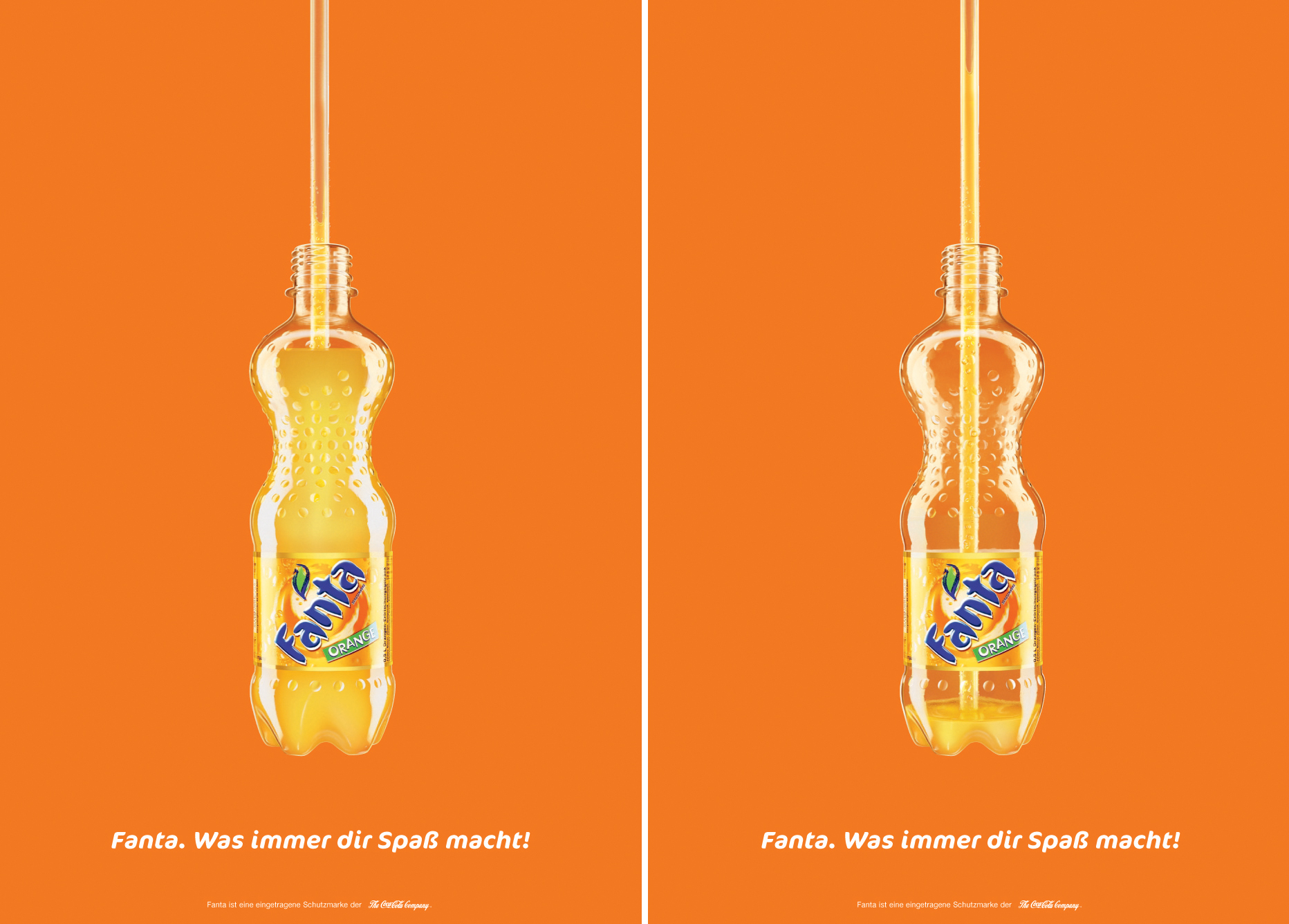The Fanta posters were printed using lenticular technology that gave the illusion the bottle was emptying as the person passed by.