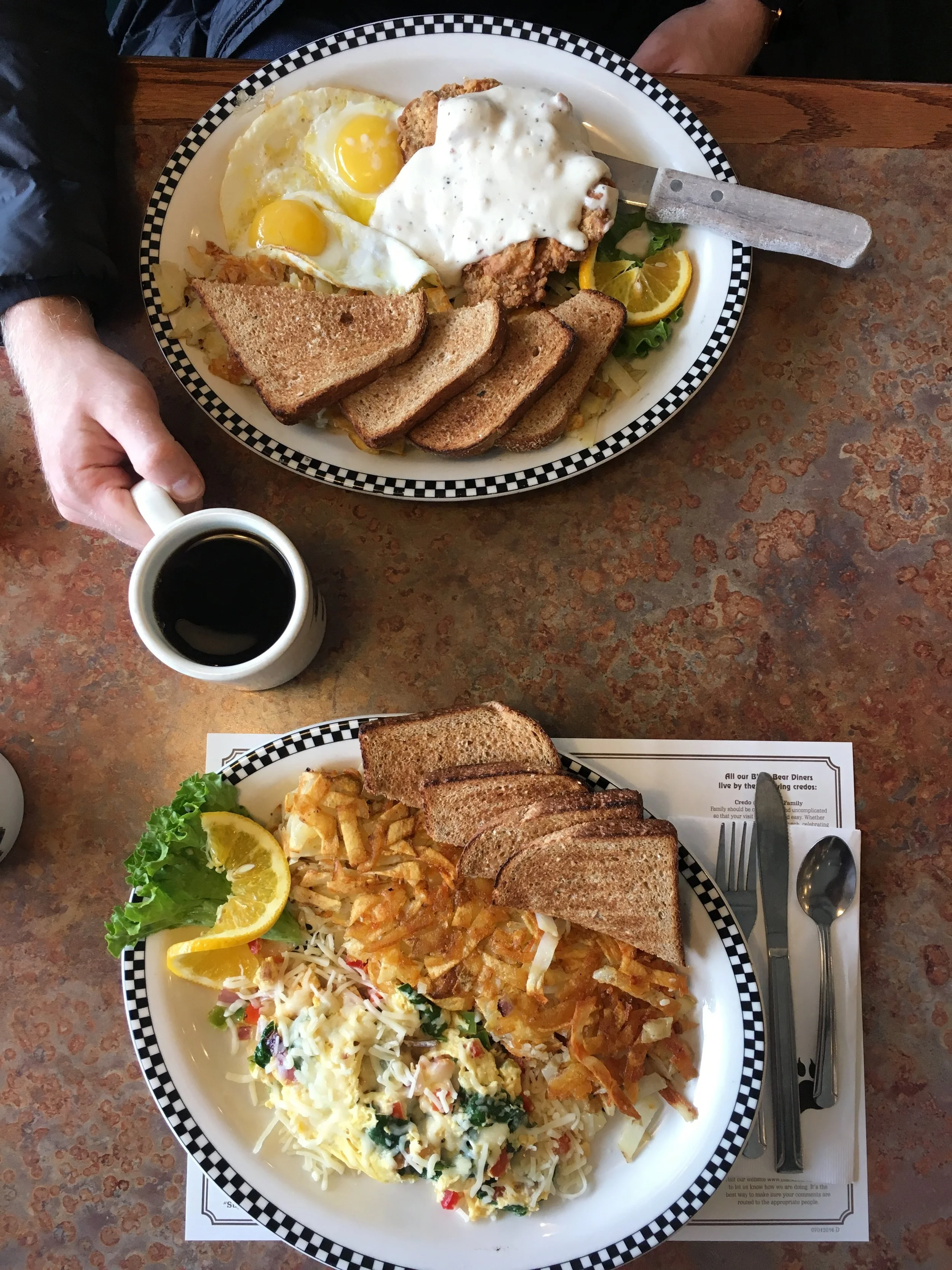 Breakfast at Black Bear Diner in Mount Shasta.