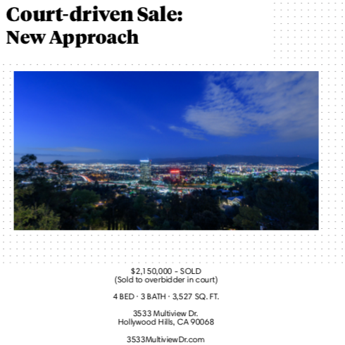 Our client, a bankruptcy trustee, had a property that would not sell. Really, it wouldn't sell with 2 agents that were not able to give the property the right marketing and sales push. The property had been on the market for close to a year with no traction. Once the trustee took possession of the property it looked a little long in the tooth in the market. Agents felt they already knew the property. Our challenge was to find something new about the property and make it look fresh again in the market's eyes. We did our usual home prep, changed the flooring, shot with a professional photographer for day/night images, and produced a video that accentuated the phenomenal view and displayed the build opportunity on this 1/2 acre lot. In addition, we created custom signage to make sure that buyers on the street could see these two hidden features - view and lot to build. With phone calls to agents, evening opens, and targeted email and social media marketing we were able to get it sold.