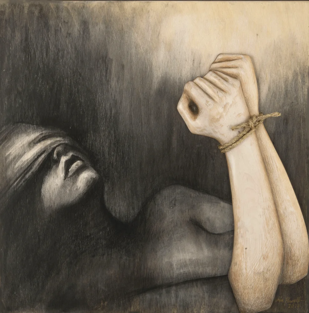 Forced Denial of war crimes, 20in x20in x3in, 2017 copy.jpg