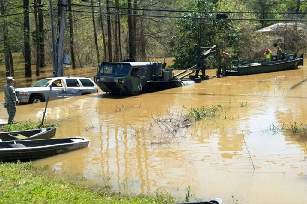 The Lousiana National Guard assists in the relief efforts.
